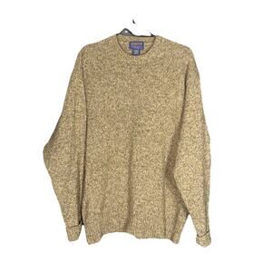Pendleton Shetland Wool Sweater Men Sz Large Tan Crewneck Casual Classic Outdoor